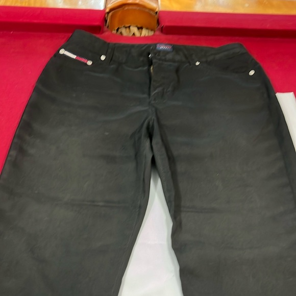 Tommy Hilfiger BLACK polyester dress Pants Women Size 11 Flared Leg, Y2K, 90s - Picture 3 of 13